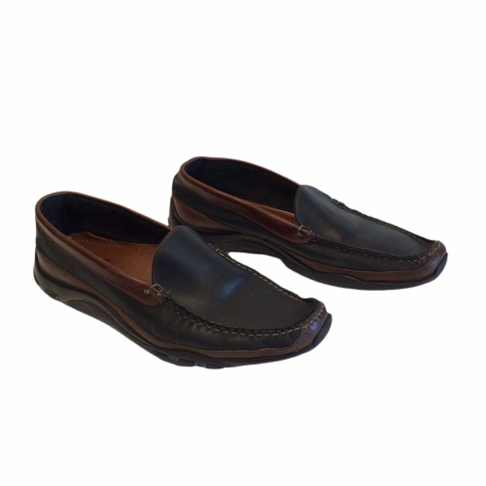 Allen Edmonds Men's US 9.5 D Boulder‎ Venetian Driving Moccasins Black/Brown